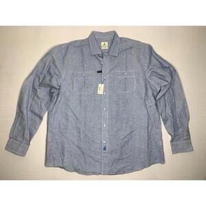 NWT Johnnie-O Hangin’ Out Size 2XL Blue Striped Button Up Long Sleeve Shirt P145